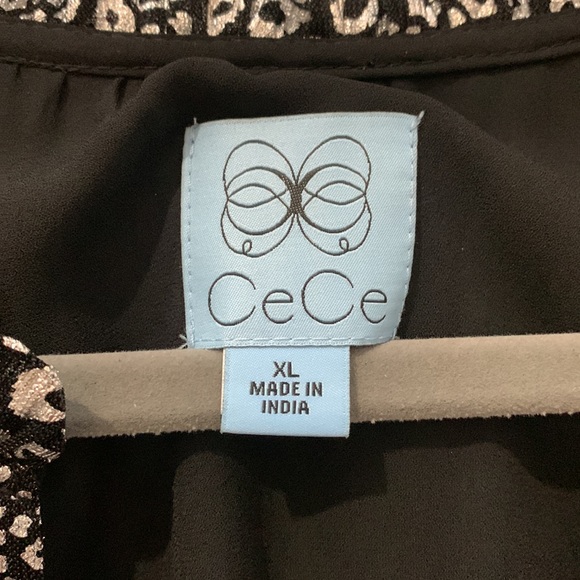 Metallic cheetah Print Long Sleeve Babydoll Dress by Ce Ce ! Size XL NTW Holiday - Picture 3 of 4